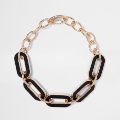 Gold tone large chain necklace
